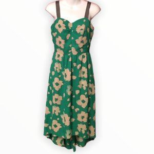 I ❤️ RONSON  Green and Beige Flowy Floral High-Low Dress Size Large